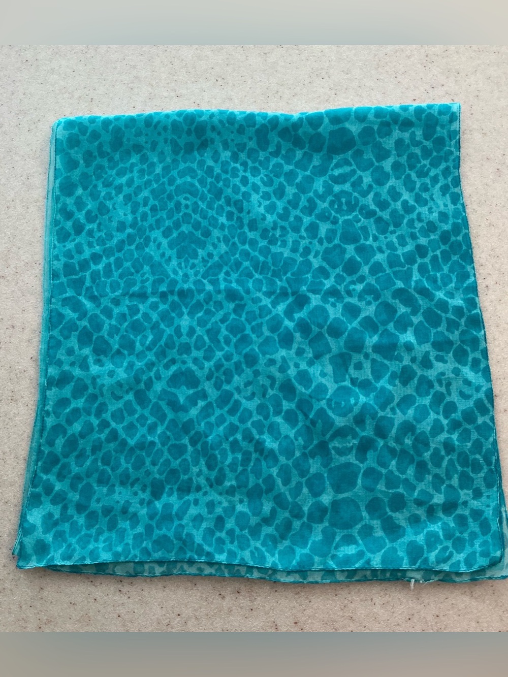 Vibrant Teal Animal-Print Lightweight Scarf